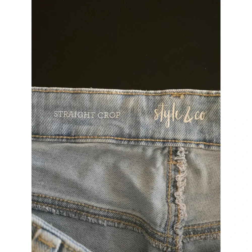 Style & Co Plus Women's 18W Straight Crop Jeans High Rise Wash Light Blue Denim - Picture 4 of 10